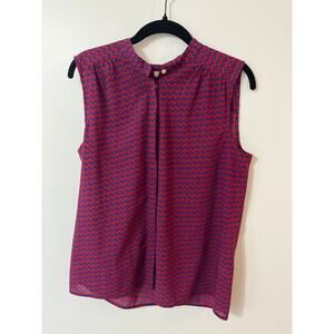 J Crew J.Crew Cherry top Women’s Navy Red Sleeveless Size 8 Blouse